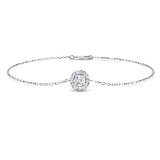 0.16ct SI2/G Round cut Diamond Halo Bracelet in 9k White Gold