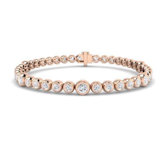 5.00ct SI1/G Round cut Diamonds Rubover Tennis Bracelet in 18k Rose Gold