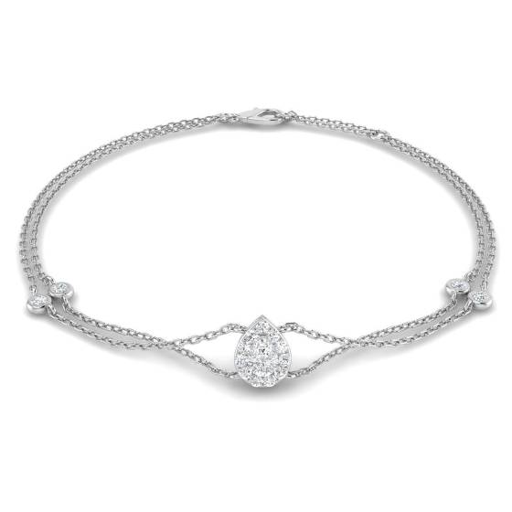 0.27ct SI1/G Pear cut Diamonds Halo Bracelet in 18k White Gold