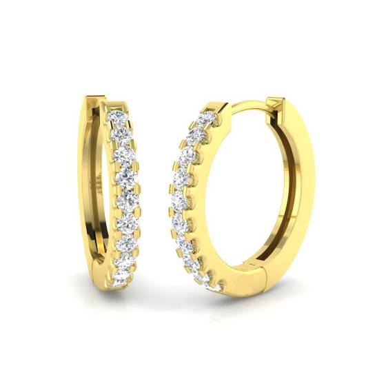 0.19ct SI2/G Round cut Diamond Hoop Earrings in 9k Yellow Gold