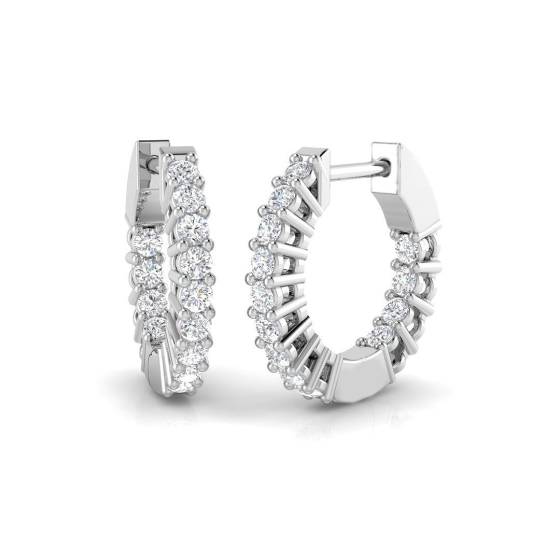 0.58ct SI1/G Round cut Diamond Hoop Earrings in 18k White Gold