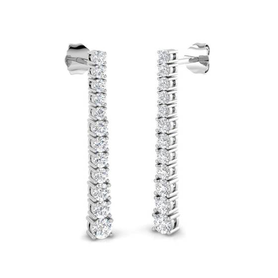 1.18ct SI2/G Round cut Diamond Drop Earrings in 18k White Gold