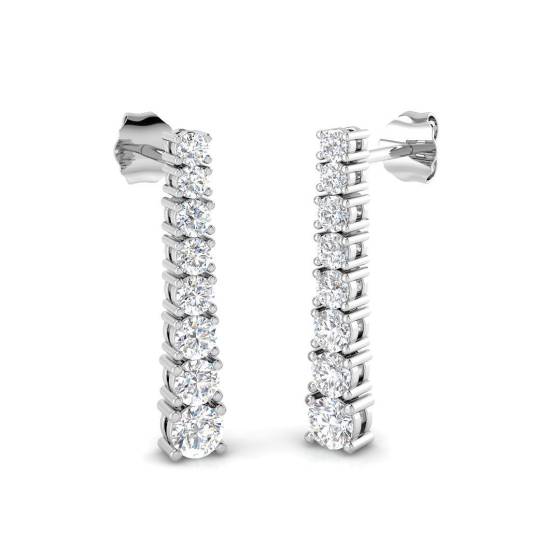 1.08ct VS/F Round cut Labgrown Diamond Drop Earrings in 9k White Gold