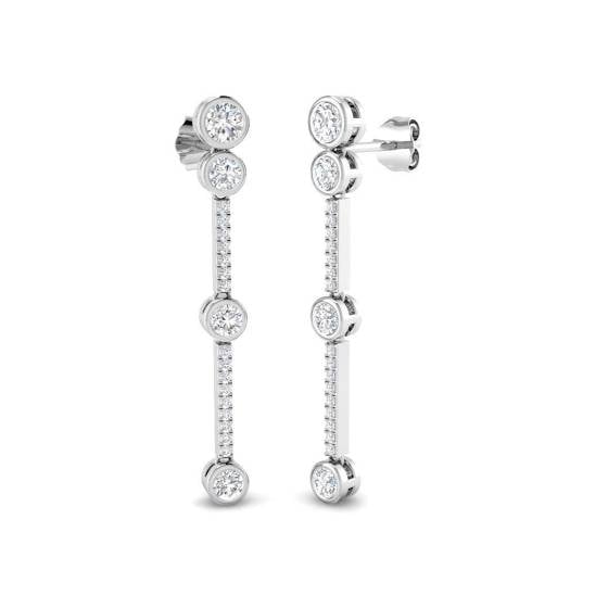 0.68ct SI1/G Round cut Diamond Drop Earrings in 18k White Gold