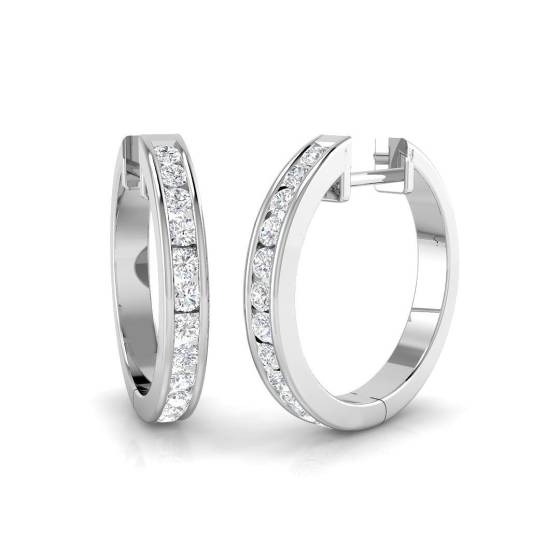 0.53ct SI1/G Round cut Diamond Hoop Earrings in 18k White Gold