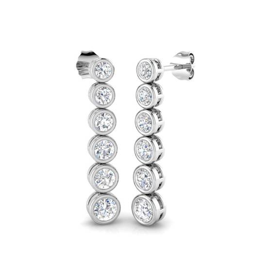 2.05ct VS/F Round cut Labgrown Diamond Drop Earrings in 9k White Gold