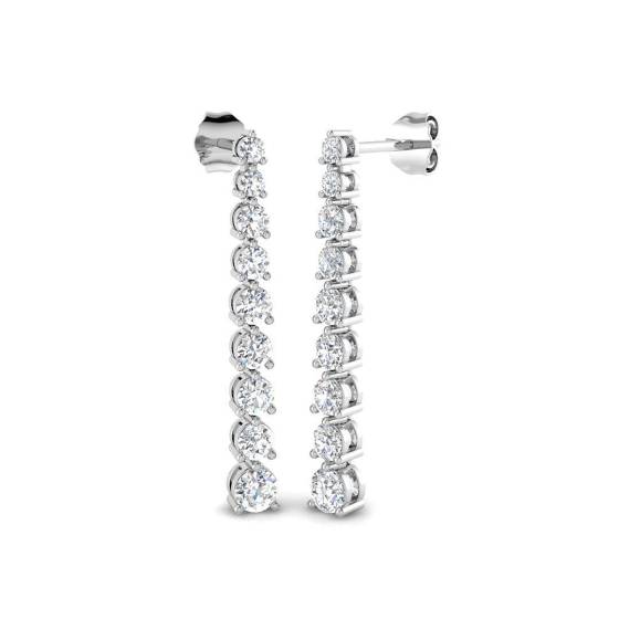 1.46ct VS/F Round cut Labgrown Diamond Drop Earrings in 18k White Gold