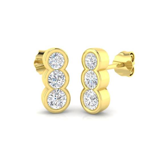 0.92ct SI2/G Round cut Diamond Drop Earrings in 18k Yellow Gold