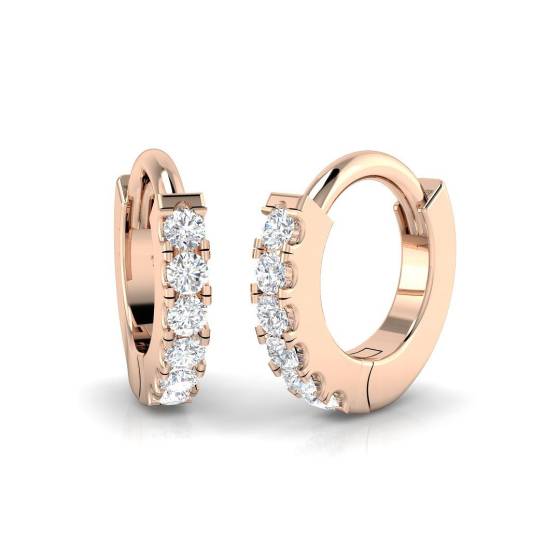 0.06ct SI1/G Round cut Diamond Hoop Earrings in 18k Rose Gold