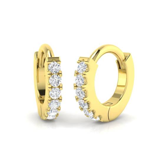 0.06ct SI2/G Round cut Diamond Hoop Earrings in 9k Yellow Gold