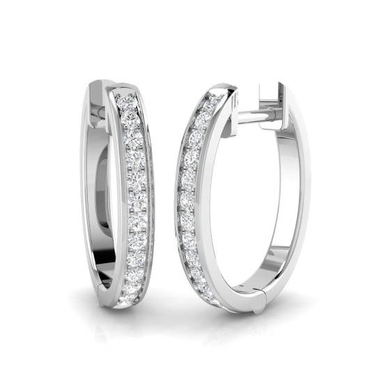 0.27ct SI1/G Round cut Diamond Hoop Earrings in 18k White Gold