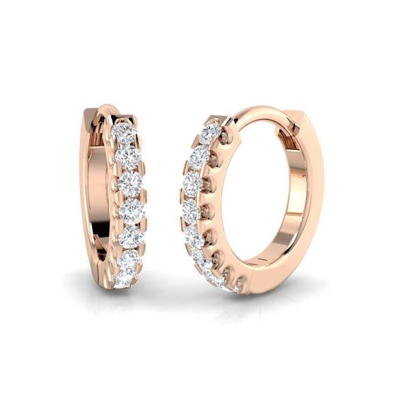 0.07ct SI1/G Round cut Diamond Hoop Earrings in 18k Rose Gold