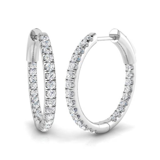 0.49ct SI1/G Round cut Diamond Hoop Earrings in 18k White Gold