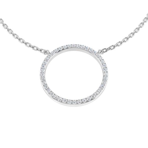 0.15ct SI1/G Round cut Diamond Circle of Life Necklace in 18k White Gold