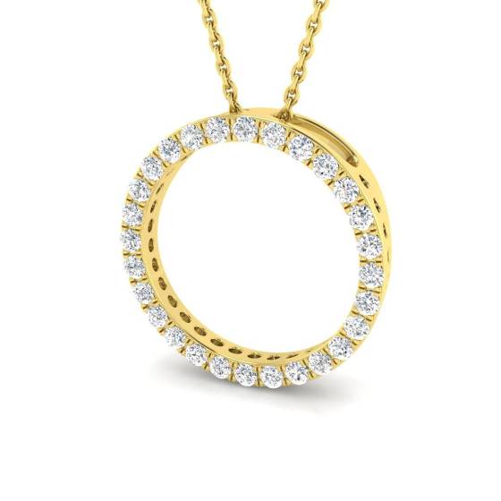 0.24ct SI1/G Round cut Diamond Circle of Life Pendant in 18k Yellow Gold