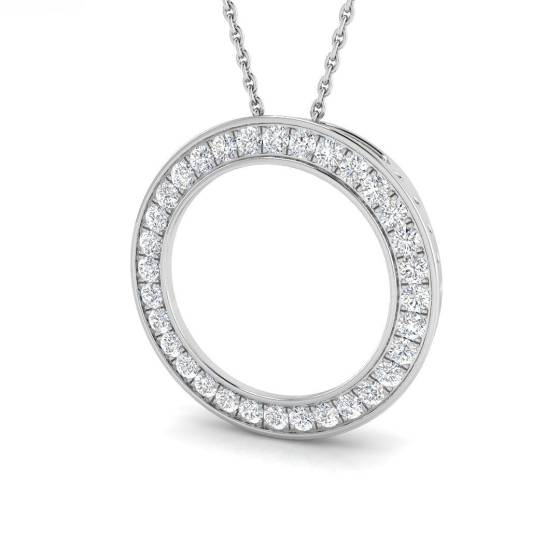 0.51ct SI1/G Round cut Diamond Circle of Life Pendant in 18k White Gold