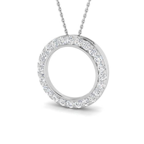 0.93ct SI1/G Round cut Diamond Circle of Life Pendant in 18k White Gold