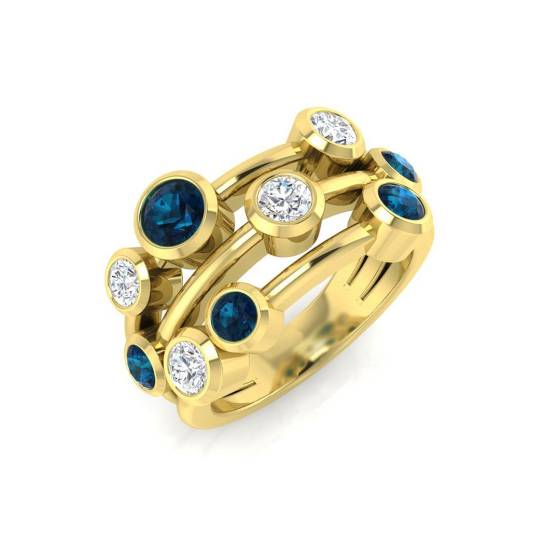 1.65ct SI2/G Round cut Blue Topaz Gemstone Ring in 9k Yellow Gold