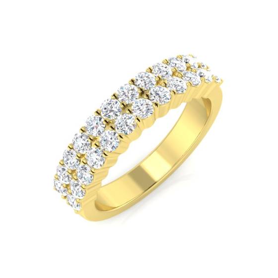 0.83ct SI2/G Round cut Diamond Half Eternity Ring in 18k Yellow Gold