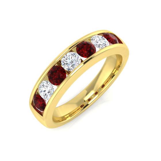 1.68ct SI1/G Round cut Ruby Gemstone Ring in 18k Yellow Gold