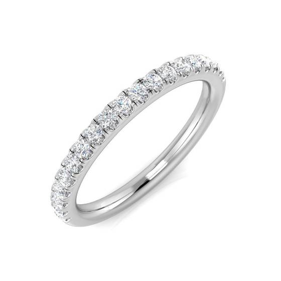 0.26ct VS/F Round cut Labgrown Diamond Half Eternity Ring in 18k White Gold