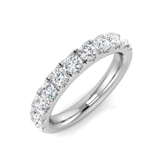 0.92ct VS/F Round cut Labgrown Diamond Half Eternity Ring in 18k White Gold