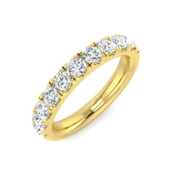 0.92ct VS/F Round cut Labgrown Diamond Half Eternity Ring in 18k Yellow Gold