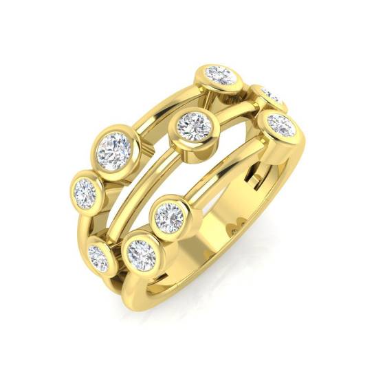 0.69ct SI2/G Round cut Diamond Bubble Ring in 9k Yellow Gold