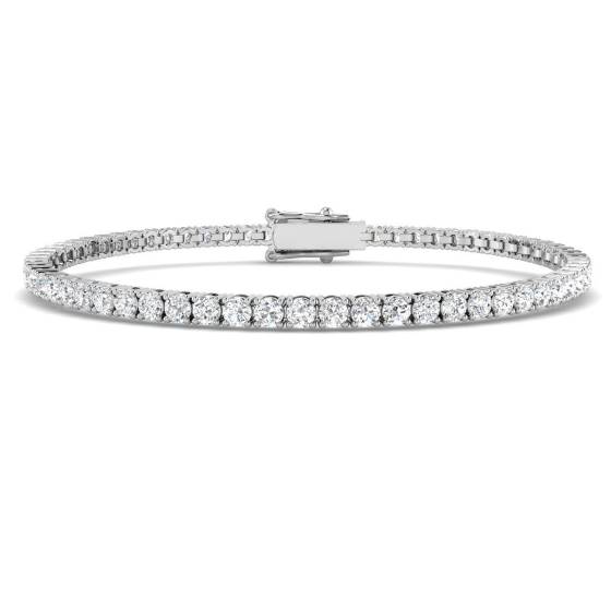 4.06ct SI1/G Round cut Diamonds Tennis Bracelet in 18k White Gold