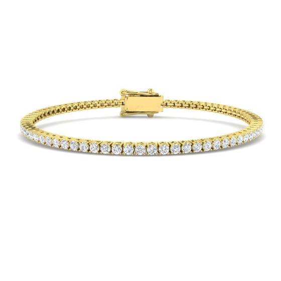 2.13ct VS/F Round cut Labgrown Diamonds Tennis Bracelet in 18k Yellow Gold