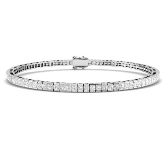 3.30ct SI1/G Princess cut Diamonds Tennis Bracelet in 18k White Gold