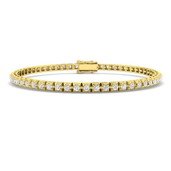 1.95ct SI2/G Round cut Diamonds Tennis Bracelet in 18k Yellow Gold