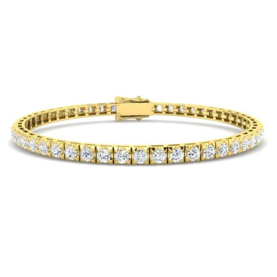 3.02ct SI2/G Round cut Diamonds Tennis Bracelet in 18k Yellow Gold