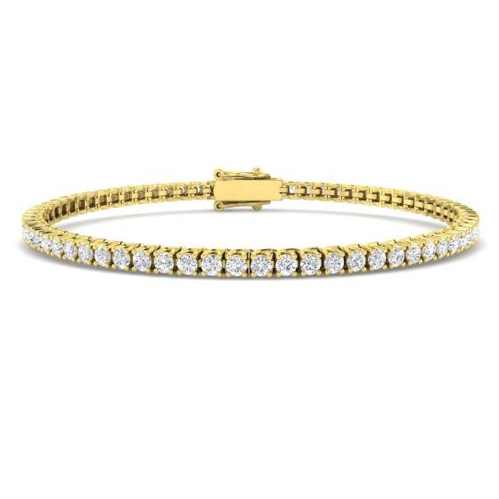 3.00ct SI2/G Round cut Diamonds Tennis Bracelet in 18k Yellow Gold