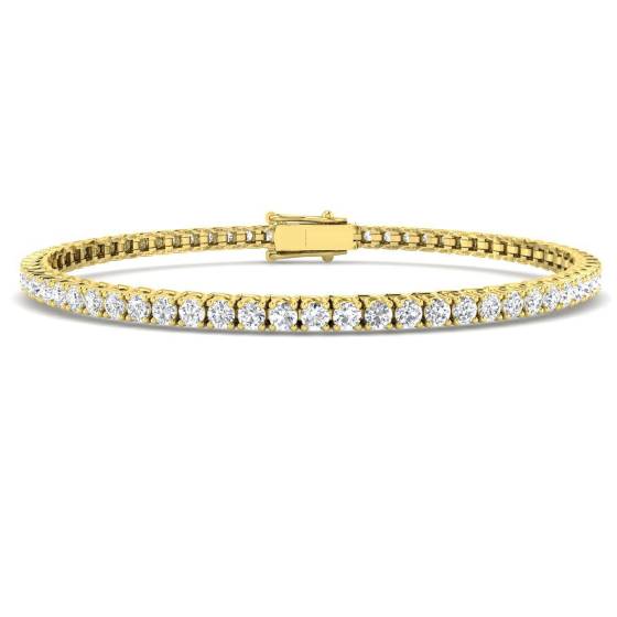 3.50ct SI2/G Round cut Diamonds Tennis Bracelet in 18k Yellow Gold