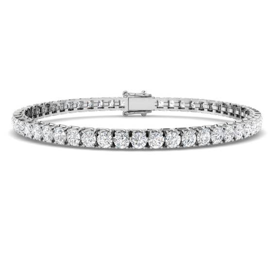 6.06ct SI1/G Round cut Diamonds Tennis Bracelet in 18k White Gold