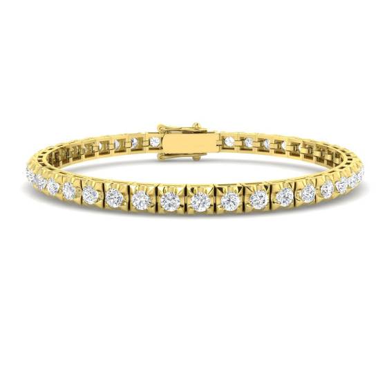 4.03ct SI2/G Round cut Diamonds Tennis Bracelet in 18k Yellow Gold