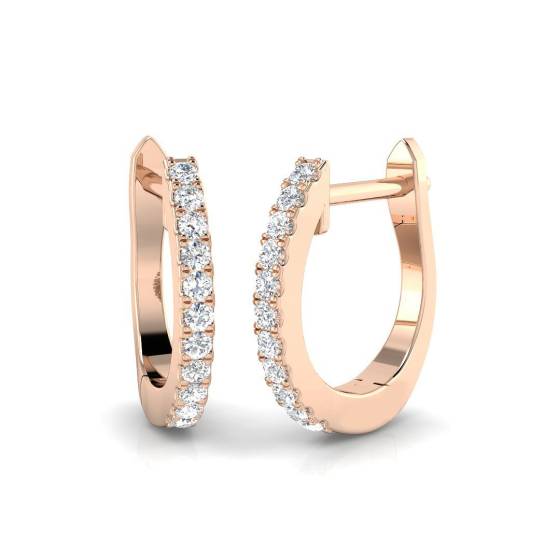 0.14ct SI1/G Round cut Diamond Hoop Earrings in 18k Rose Gold