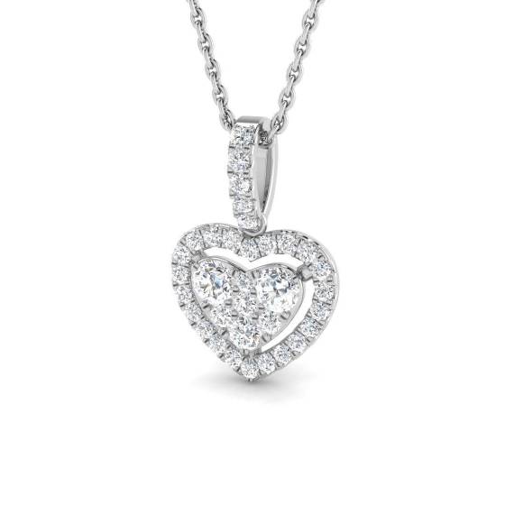 0.36ct SI1/G Round cut Diamond Heart Pendant in 18k White Gold