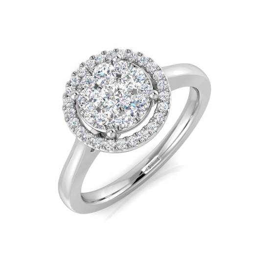 0.46ct SI2/G Round cut Diamond Cluster Ring in 9k White Gold