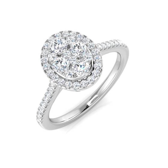 0.55ct I1/G Round cut Diamond Cluster Ring in 9k White Gold