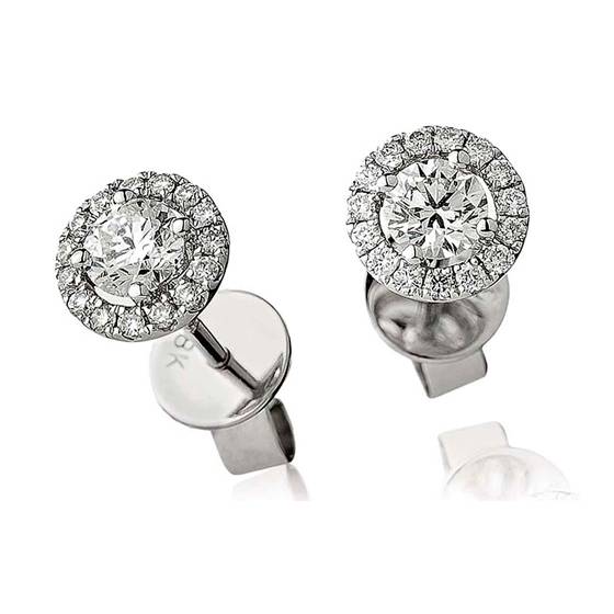 0.60ct VS/E-F Round Diamond Halo Earrings