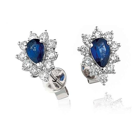 1.51ct VS/E-F Blue Sapphire and Diamond Earrings