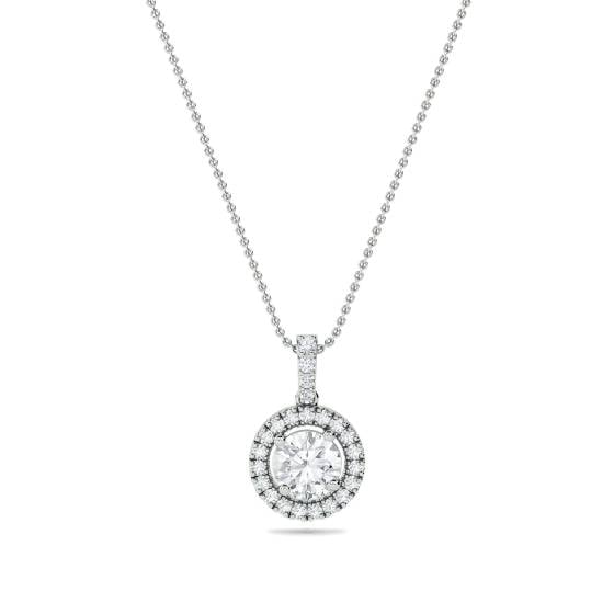 0.85ct SI/F-G Round Diamond Single Halo Pendant