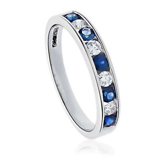 0.35ct VS/E-F Blue Sapphire and Diamond Eternity Ring