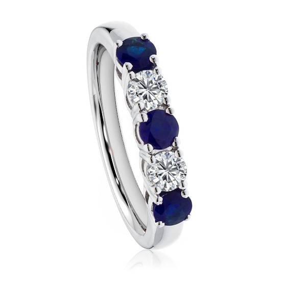 1.20ct VS/E-F Blue Sapphire and Diamond Eternity Ring