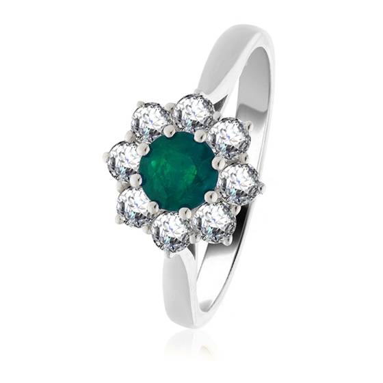 1.10ct VS/ F-G Emerald and Diamond Engagement Ring