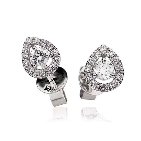 0.60ct VS/E-F Round Diamond Halo Earrings