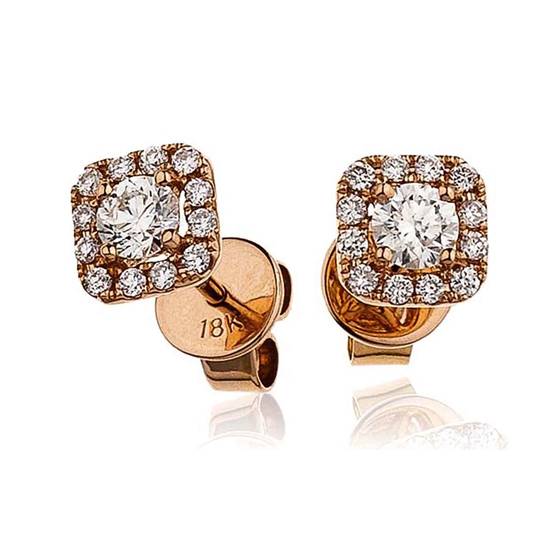 0.55ct VS/F-G Round Diamond Halo Earrings