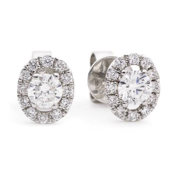 0.80ct VS/E-F Round Diamond Halo Earrings